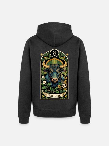 STIER-Tierkreiszeichen - Unisex Premium Bio Zip Hoodie - Anthrazit meliert