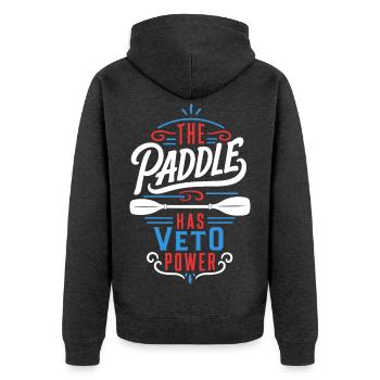Kajak – The Paddle Has Veto Power - Unisex Premium Bio Zip Hoodie - Anthrazit meliert - Hinten - Nico (187cm)