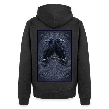 huginn muninn Zwillingsraben keltisches Ornament - Unisex Premium Bio Zip Hoodie - Anthrazit meliert - Hinten - Nico (187cm)