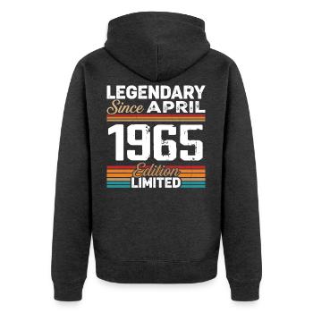 April 1965 Retro April 1965 Birthday Gift - Unisex Premium Organic Zip Hoodie - heather anthracite - Back - Nico (187cm)
