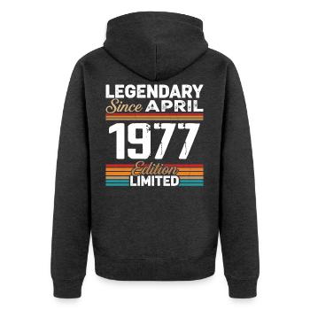 Cadeau Anniversaire Avril 1977 Rétro Avril 1977 - Veste à capuche bio Premium Unisexe - anthracite chiné - Dos - Nico (187cm)