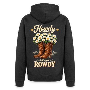 JGA Cowboy Girl Howdy Team Braut Western T-Shirt - Unisex Premium Bio Zip Hoodie - Anthrazit meliert - Hinten - Nico (187cm)