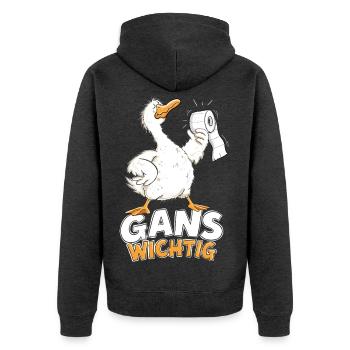 Gans Wichtig Klopapier Gänse Wortspiel Humor - Unisex Premium Bio Zip Hoodie - Anthrazit meliert - Hinten - Nico (187cm)