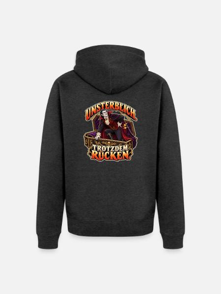 Unsterblicher Rücken - Unisex Premium Bio Zip Hoodie - Anthrazit meliert