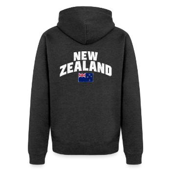 New Zealand - Neuseeland - Aotearoa - Auckland - Unisex Premium Bio Zip Hoodie - Anthrazit meliert - Hinten - Nico (187cm)