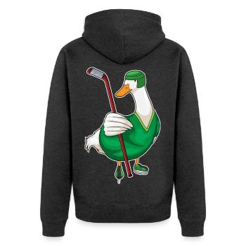 Ente Eishockey Eishockeyschläger - Unisex Premium Bio Zip Hoodie - Anthrazit meliert - Hinten - Nico (187cm)