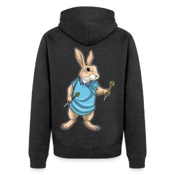Hase Dart Dartpfeil - Unisex Premium Bio Zip Hoodie - Anthrazit meliert - Hinten - Nico (187cm)