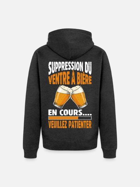 Bierbauchentfernung Im Laufenden Humor - Unisex Premium Bio Zip Hoodie - Anthrazit meliert