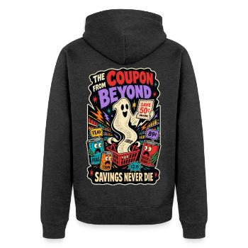 Coupon d’Au-delà – Sparfuchs Horror Humour - Veste à capuche bio Premium Unisexe - anthracite chiné - Dos - Nico (187cm)