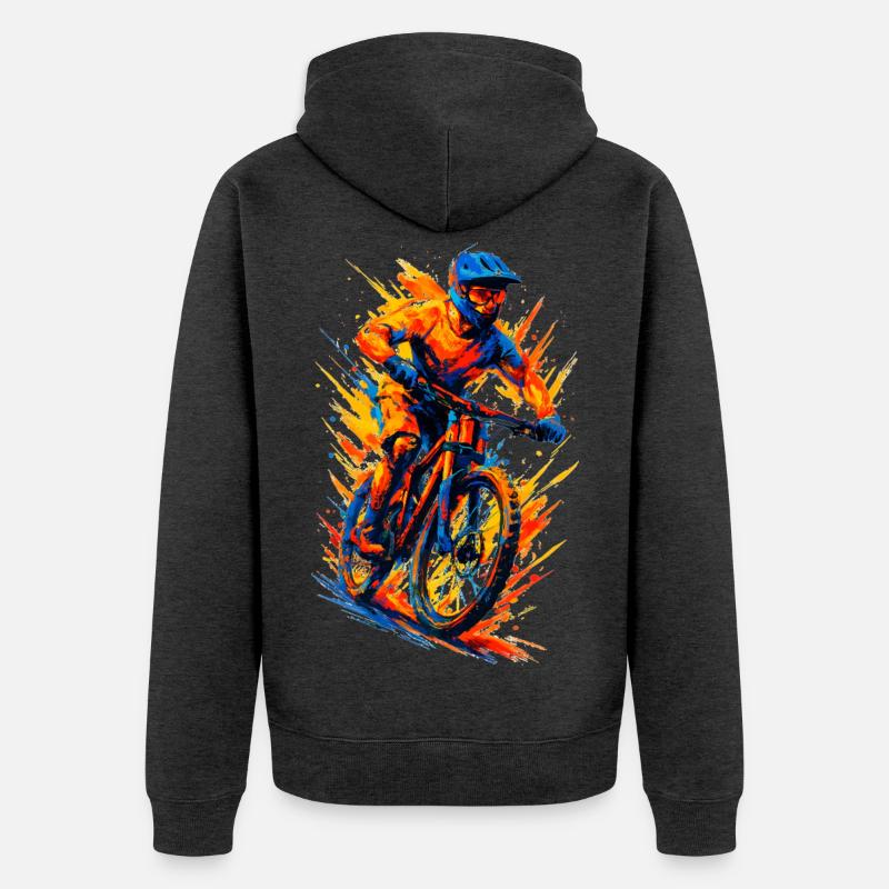 Mountainbiking Mountainbiker MTB cool Geschenk - Unisex Premium Bio Zip Hoodie - Anthrazit meliert