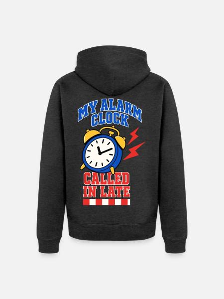 Wecker hat sich verspätet - Unisex Premium Bio Zip Hoodie - Anthrazit meliert