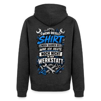Werkstatt Schrauber - Unisex Premium Bio Zip Hoodie - Anthrazit meliert - Hinten - Nico (187cm)