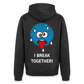 Emoticon Erde, I Break Together, Klimawandel NEG3C - Unisex Premium Bio Zip Hoodie - Anthrazit meliert - Hinten - Nico (187cm)