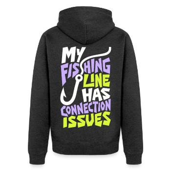 Angeln – My Fishing Line Has Connection Issues - Unisex Premium Bio Zip Hoodie - Anthrazit meliert - Hinten - Nico (187cm)