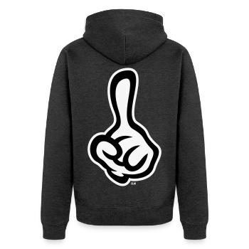 Index levé (doigt / main gauche NEG2C) - Veste à capuche bio Premium Unisexe - anthracite chiné - Dos - Nico (187cm)