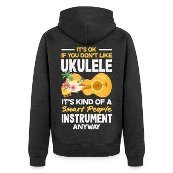 Lustiges Ukulele Designs Und Sprüche - Unisex Premium Bio Zip Hoodie - Anthrazit meliert - Hinten - Nico (187cm)