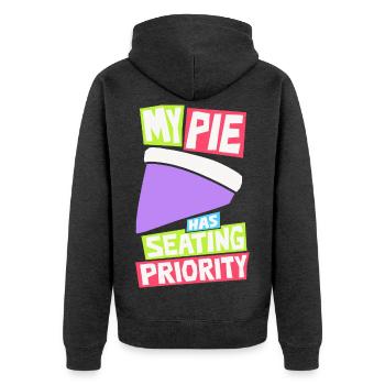 Pie – My Pie Has Seating Priority - Unisex Premium Bio Zip Hoodie - Anthrazit meliert - Hinten - Nico (187cm)