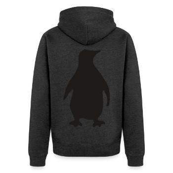 Pinguin - Unisex Premium Bio Zip Hoodie - Anthrazit meliert - Hinten - Nico (187cm)