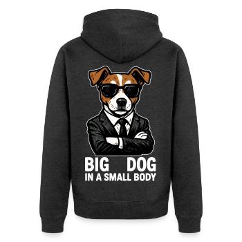 Jack Russell Terrier Anzug Chef Hund Geschenk - Unisex Premium Organic Zip Hoodie - heather anthracite - Back - Nico (187cm)
