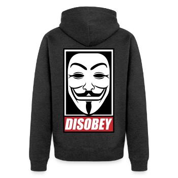 Disobey Colors changeable - Unisex Premium Organic Zip Hoodie - heather anthracite - Back - Nico (187cm)