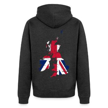 United Kingdom Flag Landscape England - Unisex Premium Bio Zip Hoodie - Anthrazit meliert - Hinten - Nico (187cm)