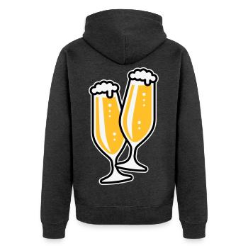 2 Pilsgläser Stoßen An (Bier Pils Schlank / 3C) - Unisex Premium Bio Zip Hoodie - Anthrazit meliert - Hinten - Nico (187cm)