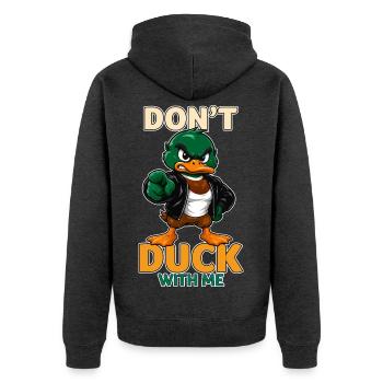 Don't Duck With Me Funny Angry Mallard Duck - Unisex Premium Organic Zip Hoodie - heather anthracite - Back - Nico (187cm)