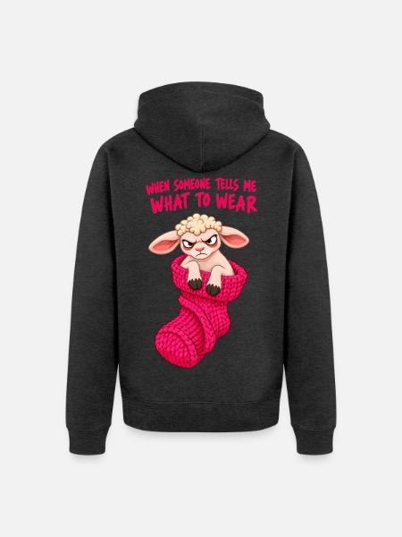 Angry Sheep – Girl Mood - Unisex Premium Bio Zip Hoodie - Anthrazit meliert