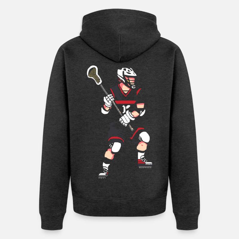 Pixel du joueur de crosse - Veste à capuche bio Premium Unisexe - anthracite chiné