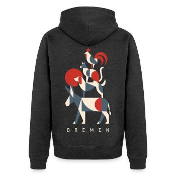 Bremer Stadtmusikanten Bremen Geometric Shapes - Unisex Premium Bio Zip Hoodie - Anthrazit meliert - Hinten - Nico (187cm)