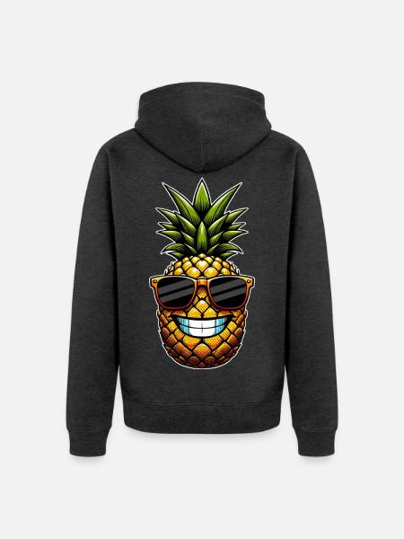 Ananas mit Sonnenbrille - Unisex Premium Bio Zip Hoodie - Anthrazit meliert