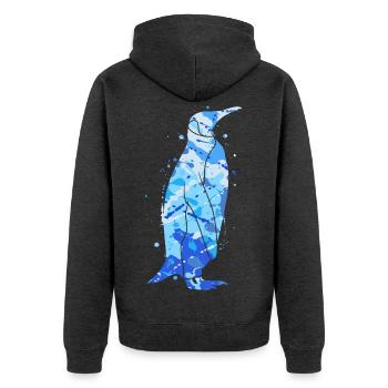 Pingouins Enfants Colorés Garçons Garçons Penguin - Veste à capuche bio Premium Unisexe - anthracite chiné - Dos - Nico (187cm)