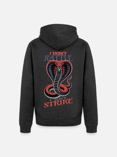 Rot-graues Kobra-Schlagdesign - Unisex Premium Bio Zip Hoodie - Anthrazit meliert