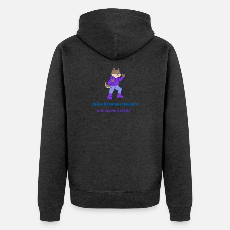 Toute aventure commence par un pas - Veste à capuche bio Premium Unisexe - anthracite chiné