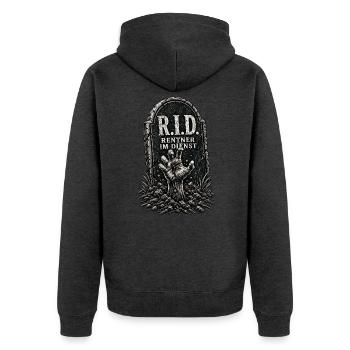 Rentner im Dienst - Unisex Premium Bio Zip Hoodie - Anthrazit meliert - Hinten - Nico (187cm)