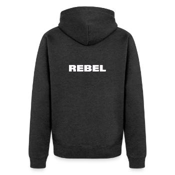 Rebelle - Veste à capuche bio Premium Unisexe - anthracite chiné - Dos - Nico (187cm)