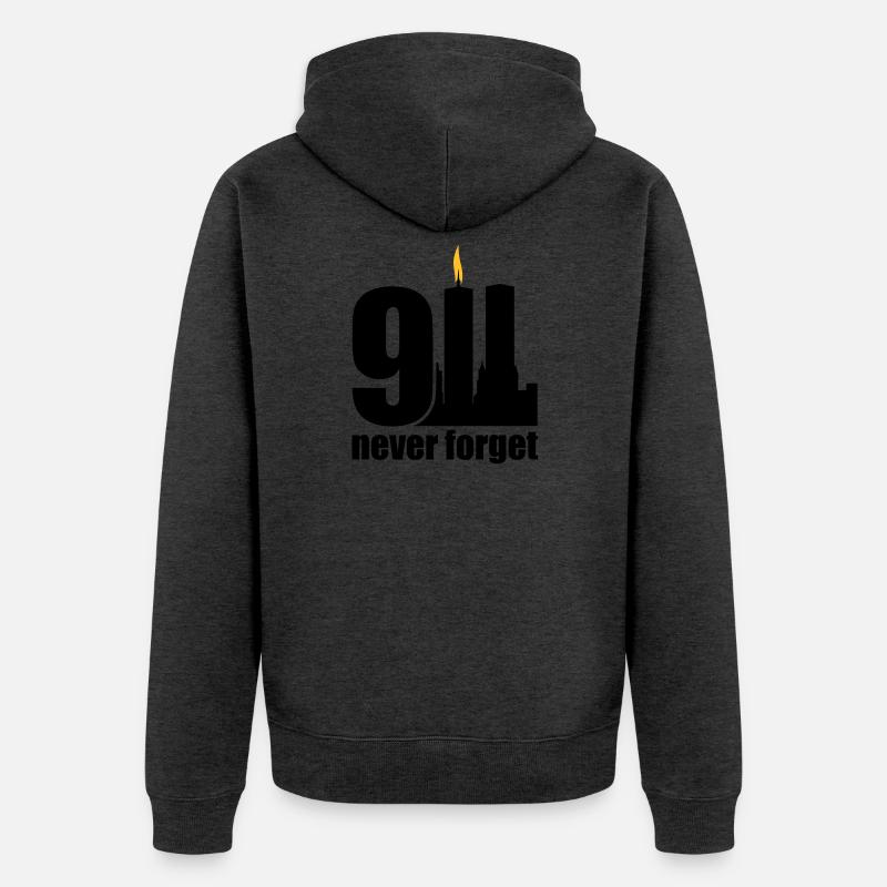 never forget 9/11 - Veste à capuche bio Premium Unisexe - anthracite chiné