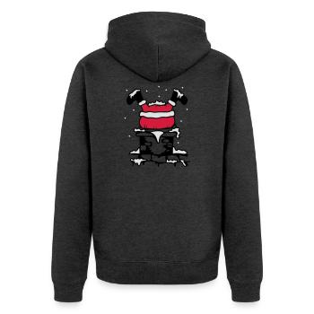 Nikolaus steckt im Schornstein fest - Unisex Premium Bio Zip Hoodie - Anthrazit meliert - Hinten - Nico (187cm)