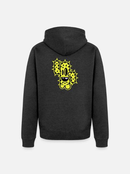 cactus high five comic - Unisex Premium Organic Zip Hoodie - heather anthracite