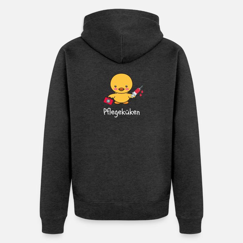 Pflegeküken - Neu in der Pflege oder Azubi? - Unisex Premium Bio Zip Hoodie - Anthrazit meliert