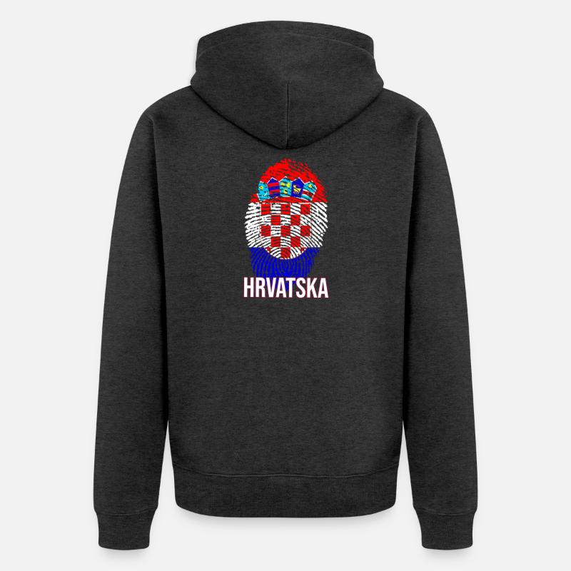 Conception HRVATSKA avec drapeau croate - Veste à capuche bio Premium Unisexe - anthracite chiné