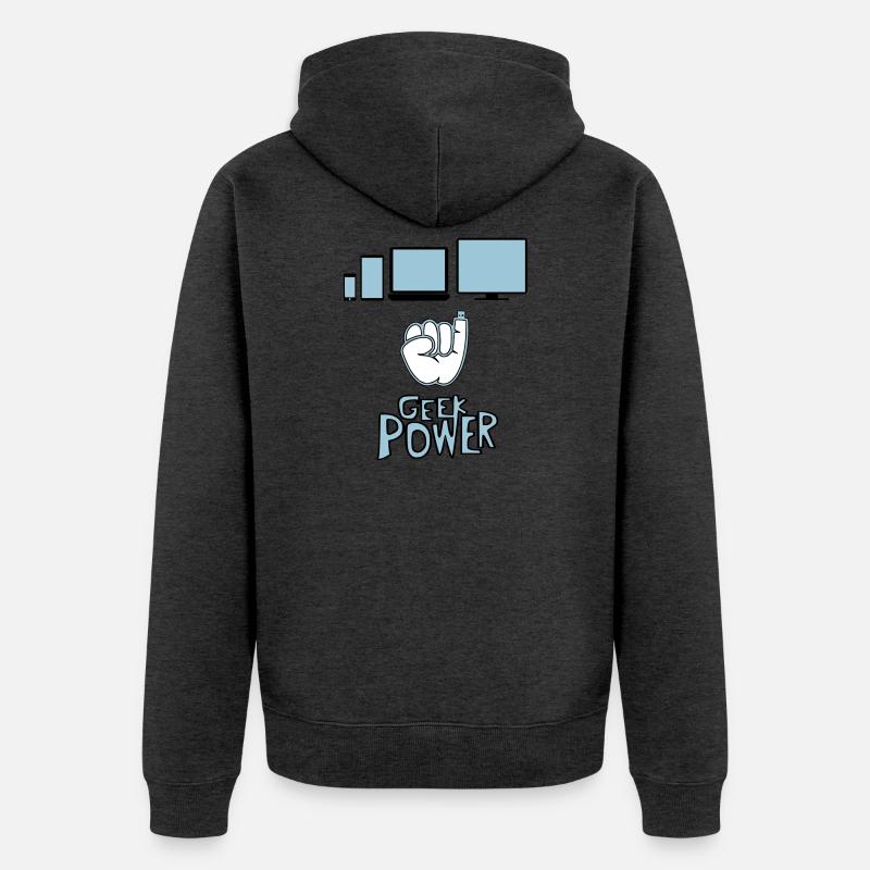 Geek - Unisex Premium Organic Zip Hoodie - heather anthracite