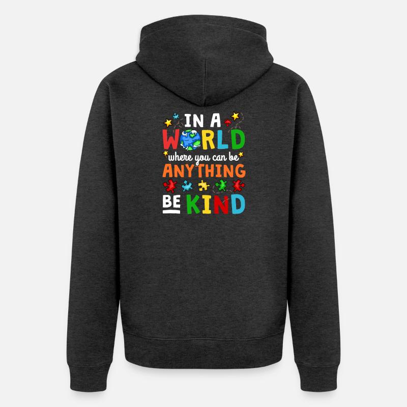 Autismus Bewusstsein - Unisex Premium Bio Zip Hoodie - Anthrazit meliert