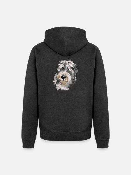 Bearded Collie - Unisex Premium Bio Zip Hoodie - Anthrazit meliert