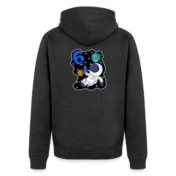 6e anniversaire astronaute cadeau garçon 6 ans - Veste à capuche bio Premium Unisexe - anthracite chiné - Dos - Nico (187cm)