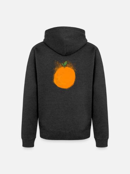 Orangen Frucht Früchte vegan - Unisex Premium Bio Zip Hoodie - Anthrazit meliert