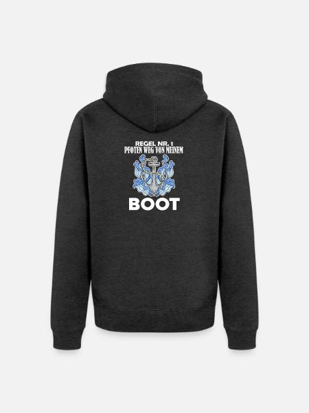 Motorboot Kapitän Boot - Regel - Unisex Premium Bio Zip Hoodie - Anthrazit meliert