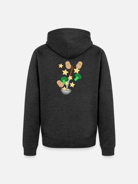 Suppenkelle Kartoffel Gemüse Kochkunst Vegetarisch - Unisex Premium Bio Zip Hoodie - Anthrazit meliert