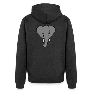 Elephant Head Minimalist - Unisex Premium Organic Zip Hoodie - heather anthracite - Back - Nico (187cm)