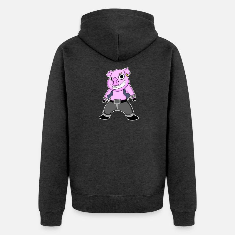 Cochon Cool - Veste à capuche bio Premium Unisexe - anthracite chiné